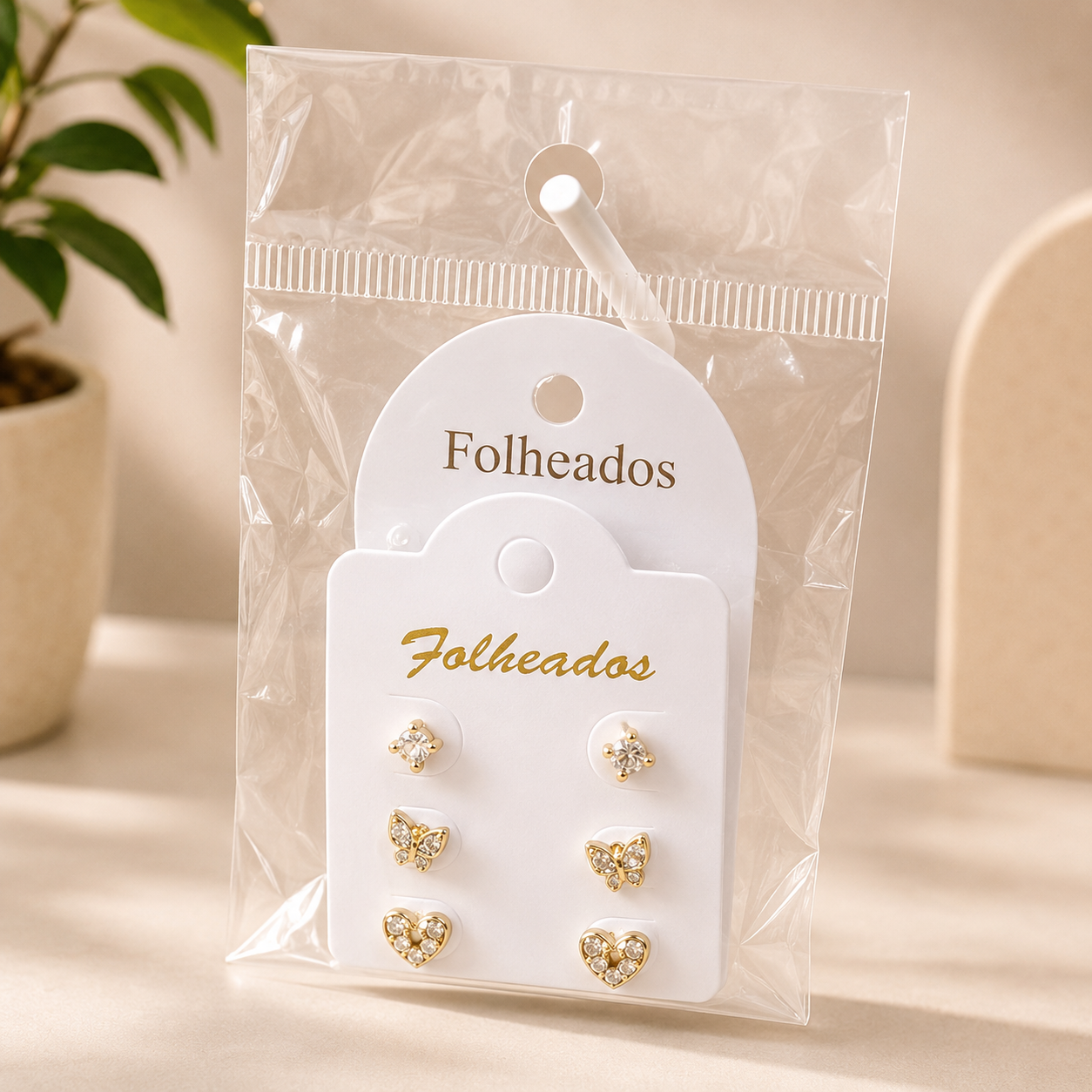 Set de Aros Plateados con Cristales