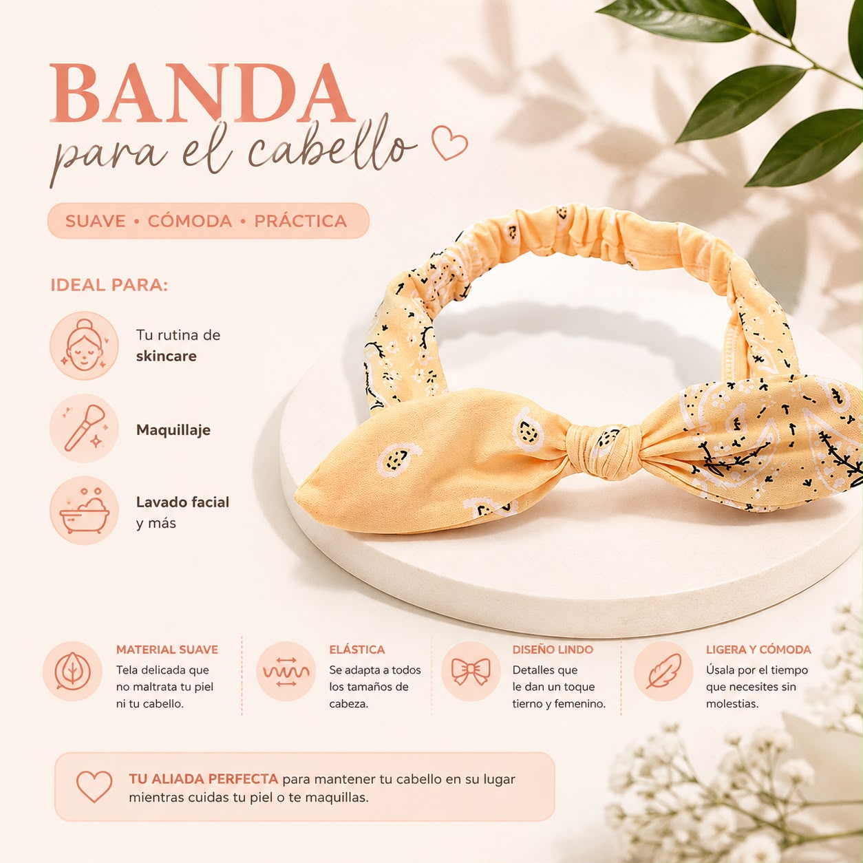 Vincha de Tela con Moño | Ajustable y Cómoda