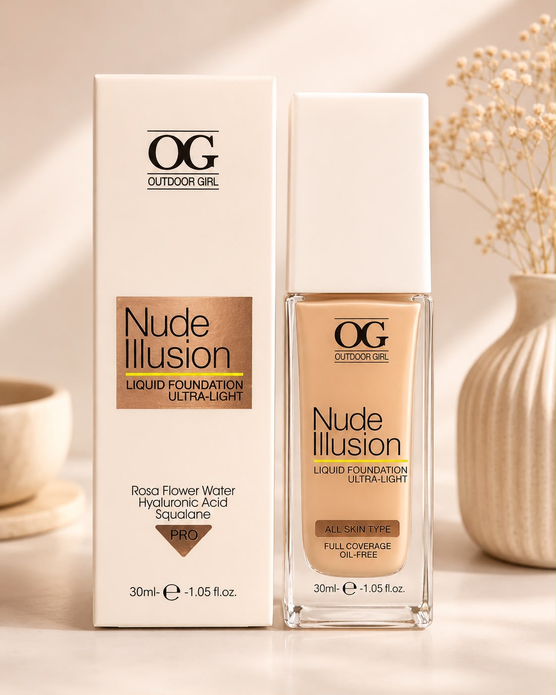 Base Líquida Nude Illusion Liquid Foundation Ultra-Light OG Outdoor Girl – Tono 804