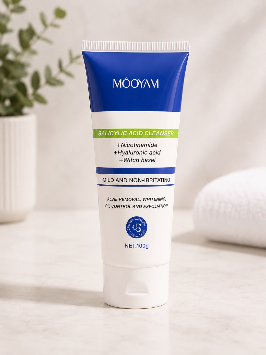 Limpiador Facial MÔOYAM con Ácido Salicílico – 100 g