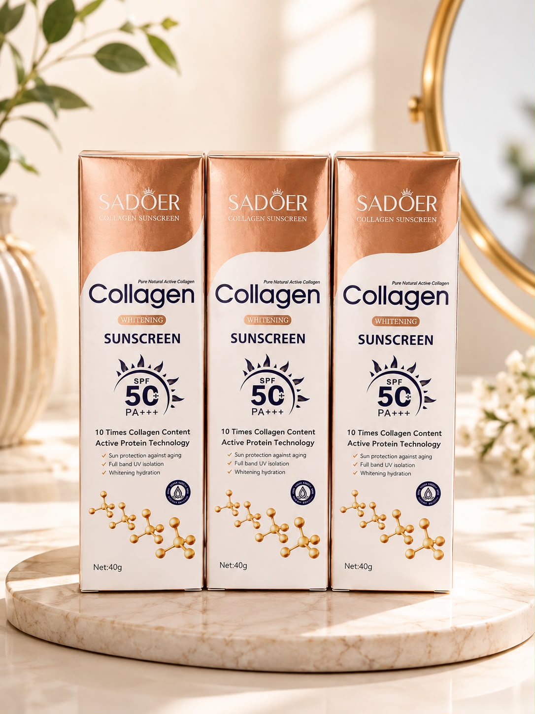 Protector Solar Facial SADOER Collagen Sunscreen SPF 50+ PA+++