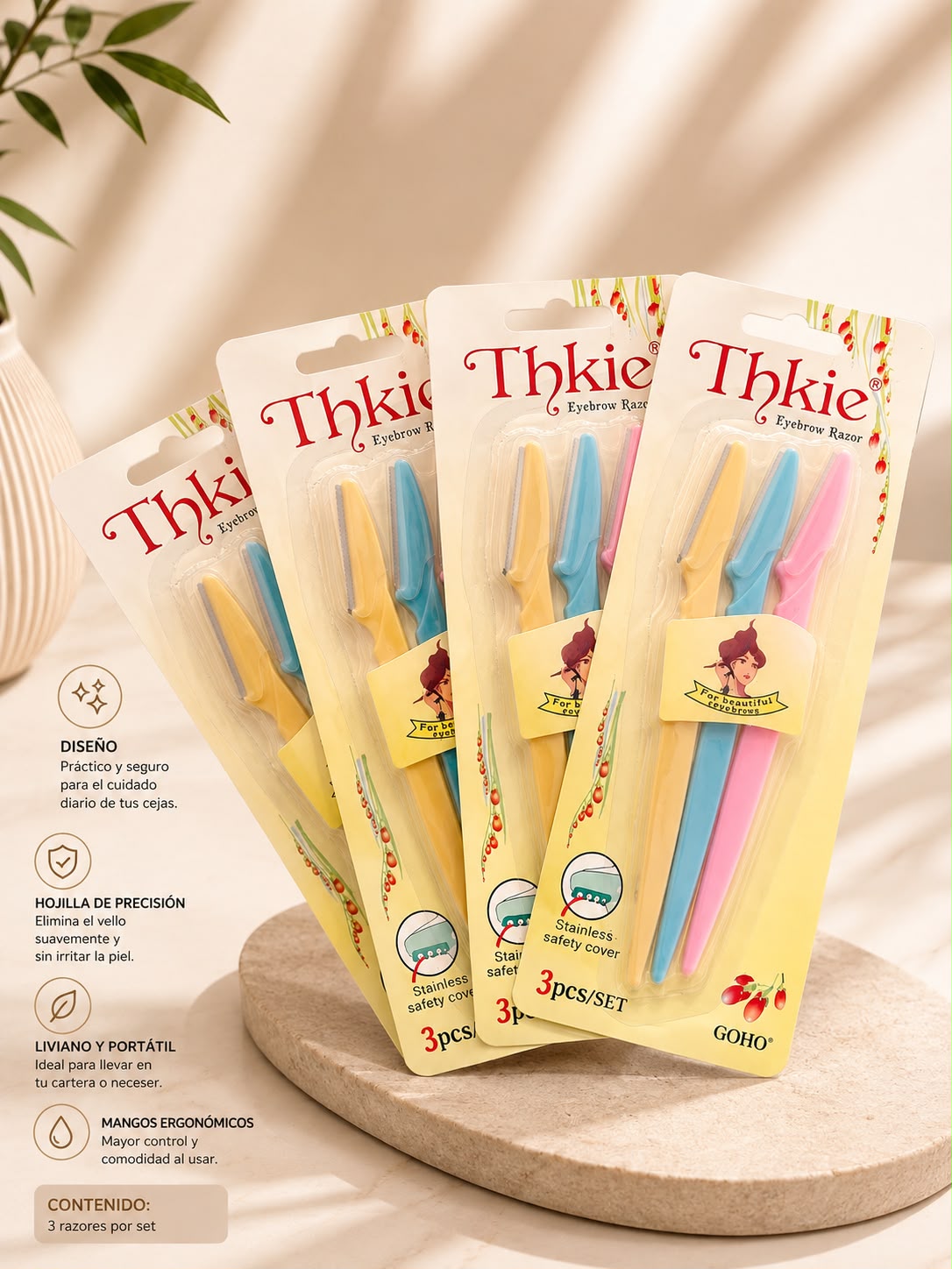 Set de Rasuradores para Cejas Thkie – 3 Unidades