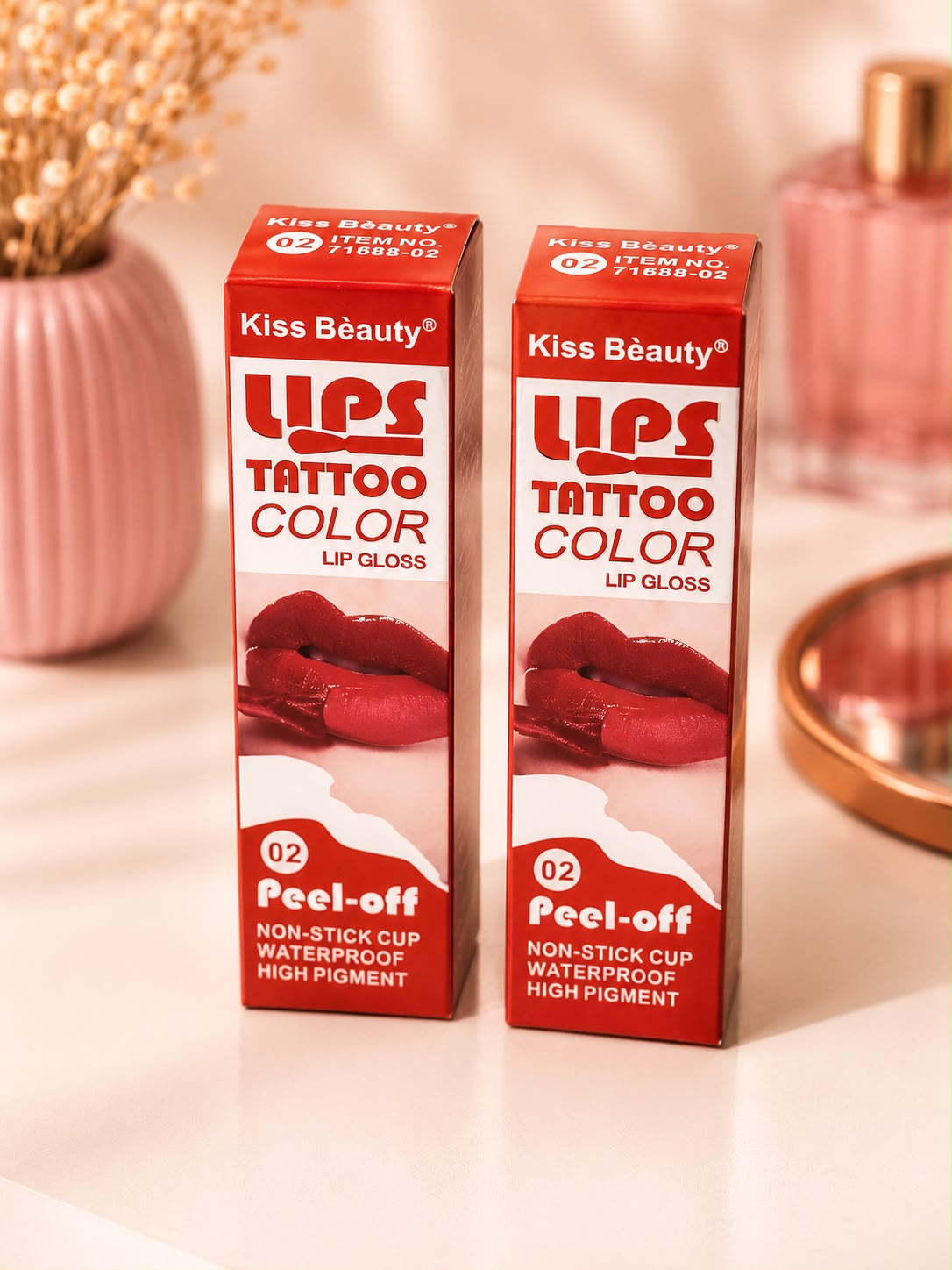 Kiss Beauty Lips Tattoo Color Peel-Off Lip Gloss
