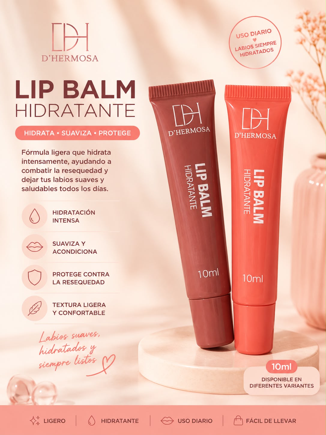 Lip Balm Hidratante D'Hermosa – 10 ml